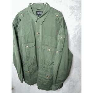 Safari Jacket Mens 3XL Green Midway USA Button Shooting Hungting NRA Cotton